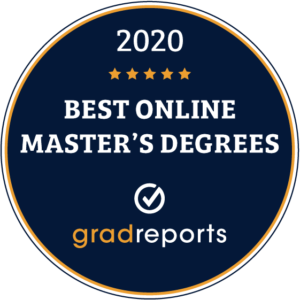 Badge that reads "2020 Best Online Master's Degrees" from GradReports