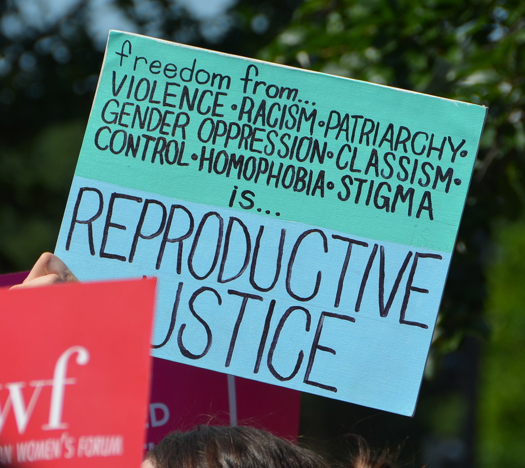 Reproductive Justice protest sign