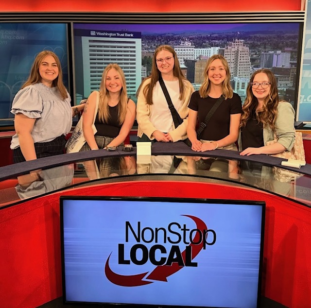 EWU PRSSA members at a local news station.