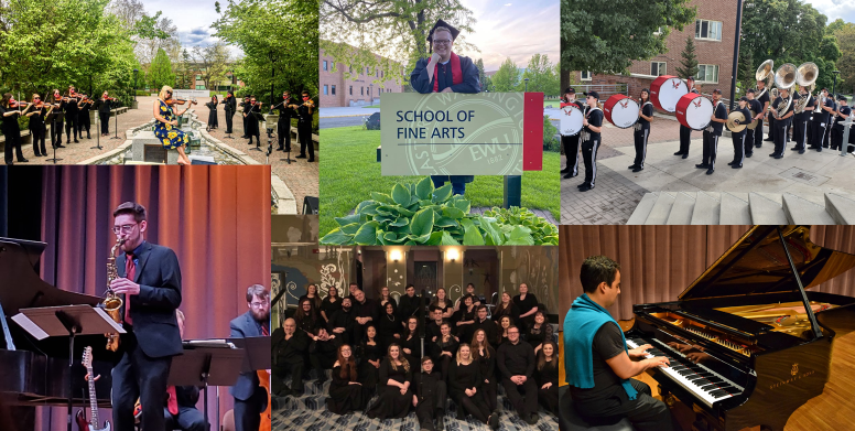 A collection of photos showcasing EWU music students