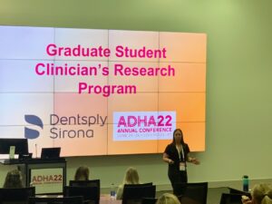 Undergrad Student Ruth Paszkeiz presents undergraduate research at ADHA 