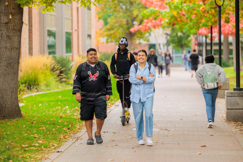 Students walking on campus