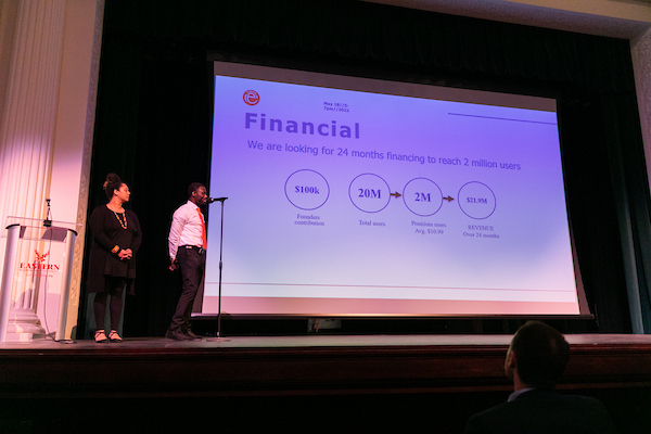 Students present their project at the Eagle Pitch Competition