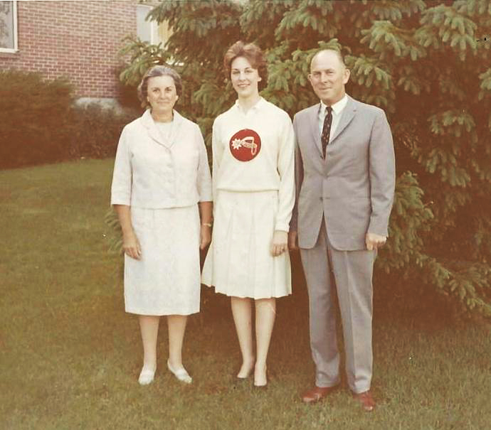 Portrait of mom, dad, child from the 60s