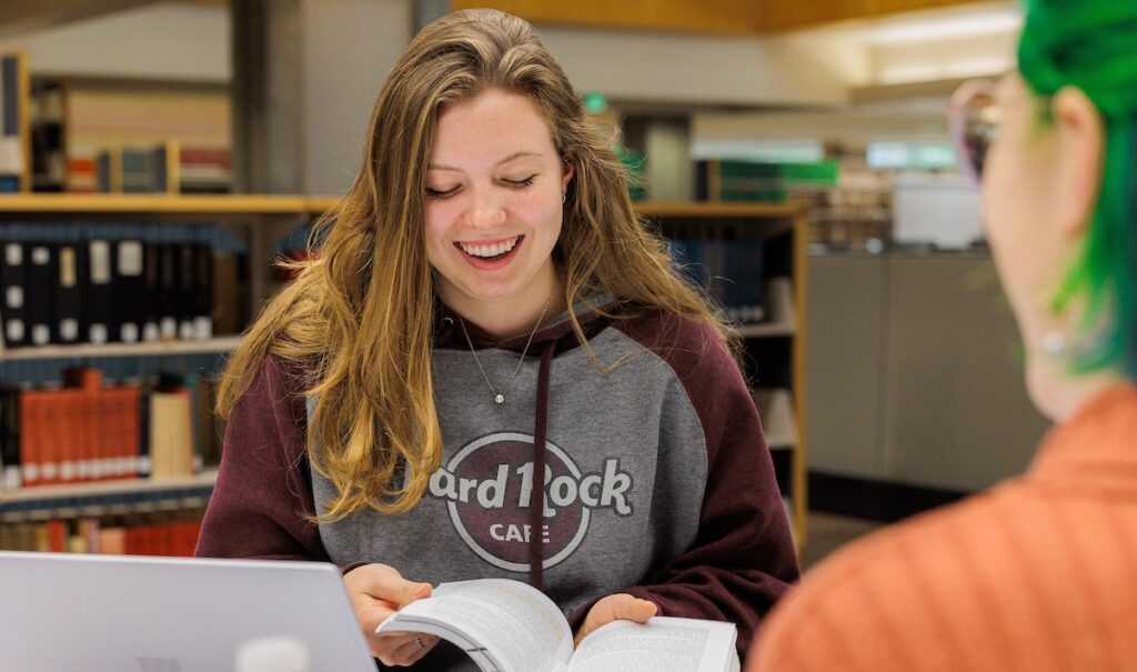 EWU students studying in the library.