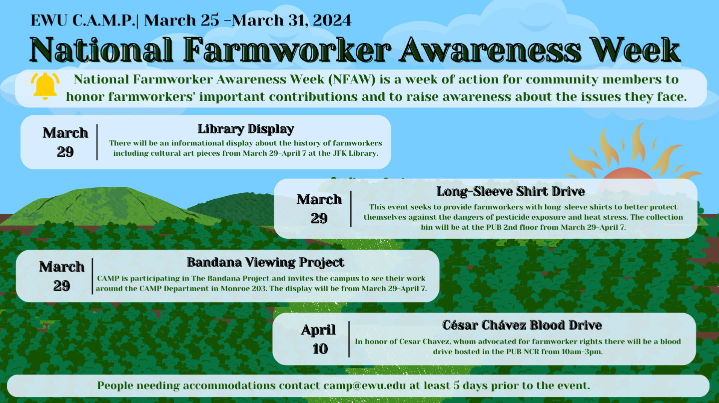 National Farmworker Awareness Week Calendar of Events Graphic