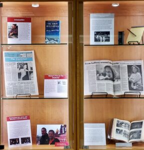 photo of Jess Walter exhibit with information about his book The Cold Millions and about Jess Walter