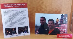 photo of the Jess Walter exhibit, includes a photo of Jess Walter and his brother Ralph, and information about their ties to Eastern and athletics