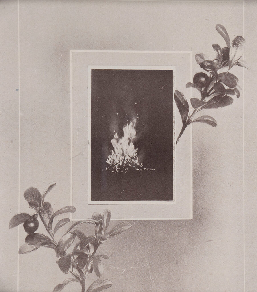1925 black and white photo of a bonfire