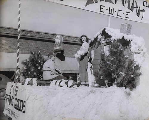 Parade float with queen sitting on top