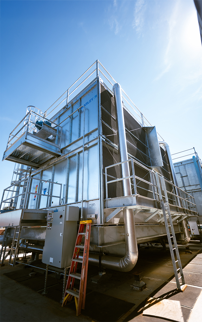 A cooling tower at EWU's Rozell Physical Plant Building.