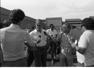 Head coach Chuck Knox with the Seattle Seahawks at EWU in Cheney