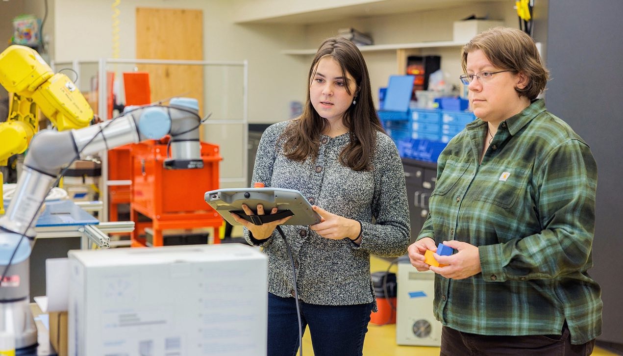student in robotics lab