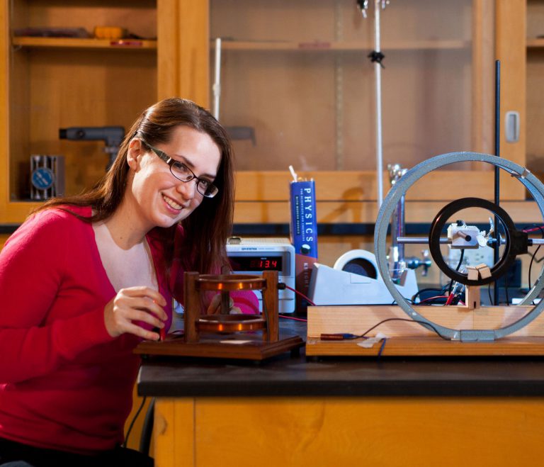 Student working in a physics lab