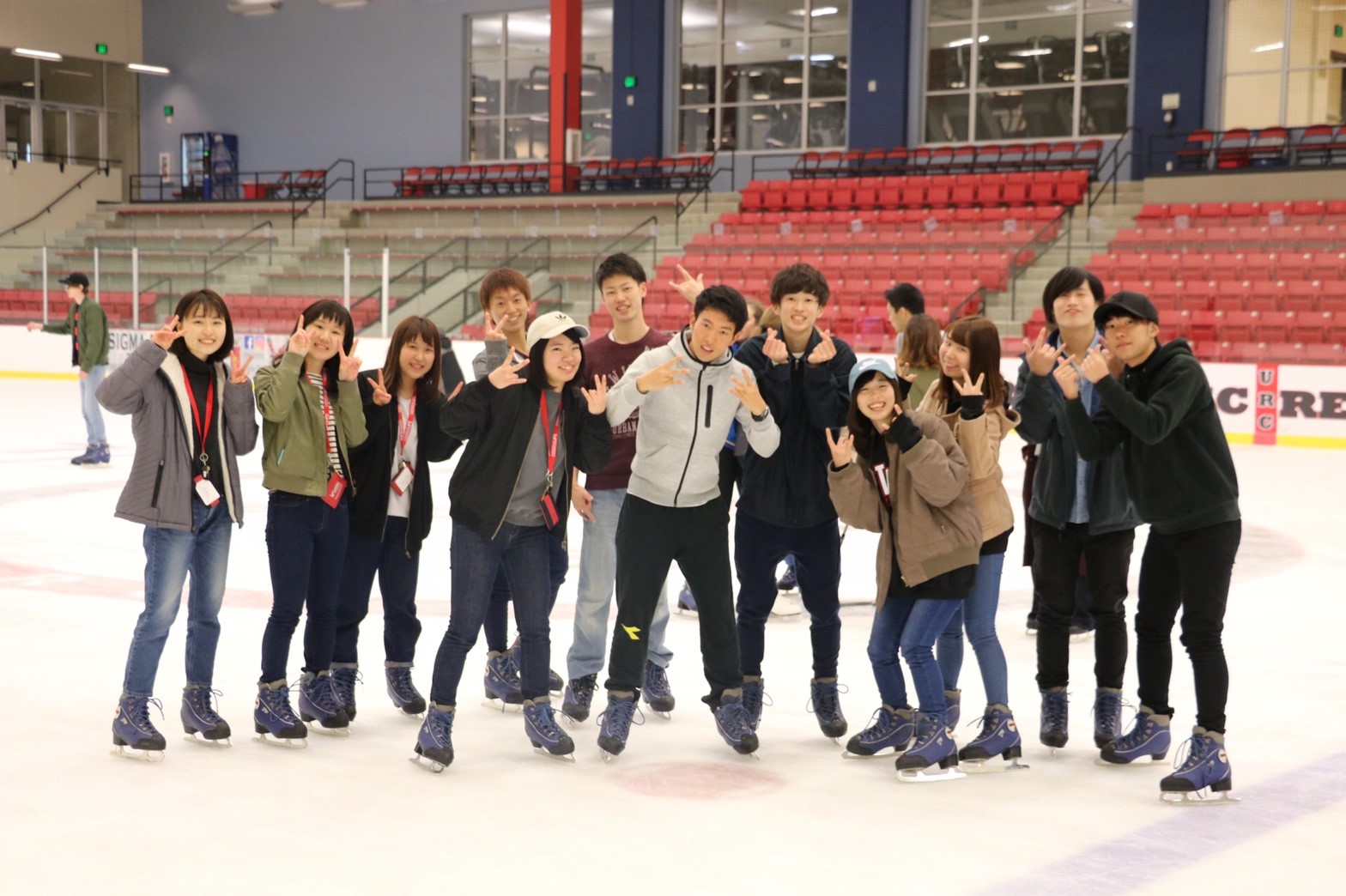 Asia University students at the ice rink