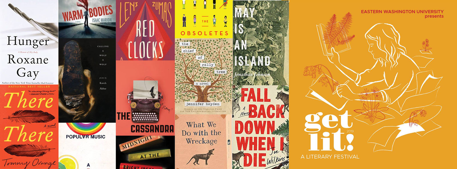 Graphic: book covers representing authors for the 2019 Get Lit! Festival