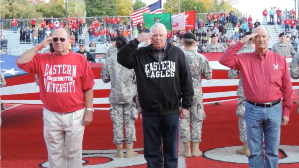 EWU Veterans saluting the flag