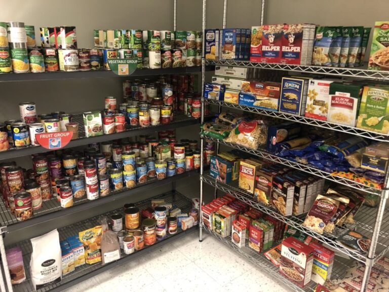 pantry stocked with various food