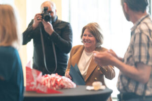 Spokane Mayor Lisa Brown stopped by the Catalyst on Tuesday with a proclamation in support of EWU's Giving Joy Day.