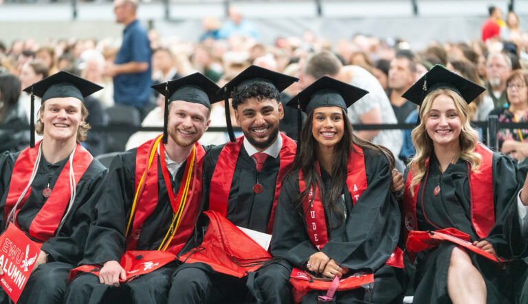 A group of EWU students at their graduation ceremony