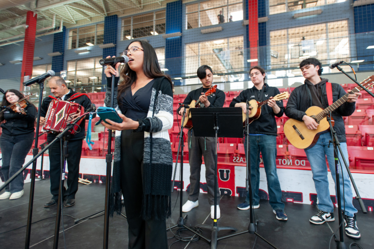 An EWU student band performs and the festival two years ago.