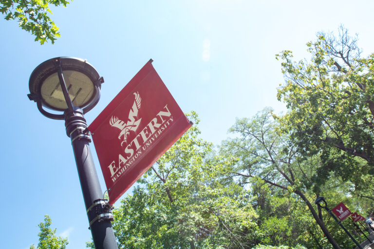 Picture of EWU flag on a pole.