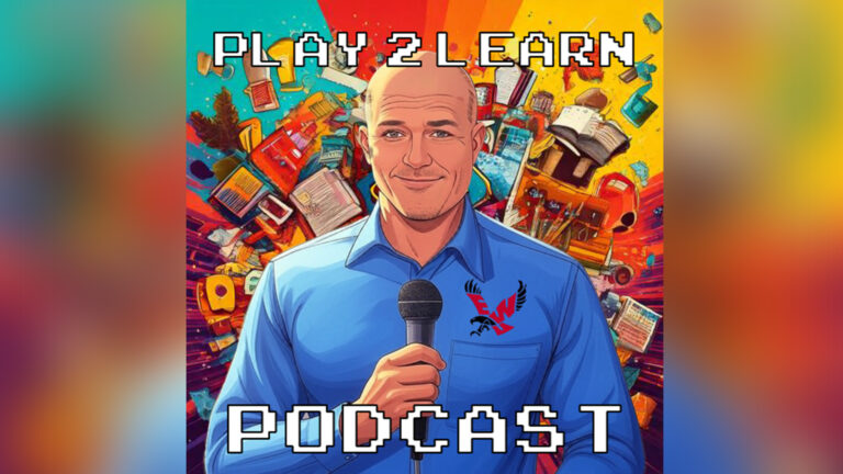 Graphic image of James Ryan with headline that says "Play 2 Learn Podcast."