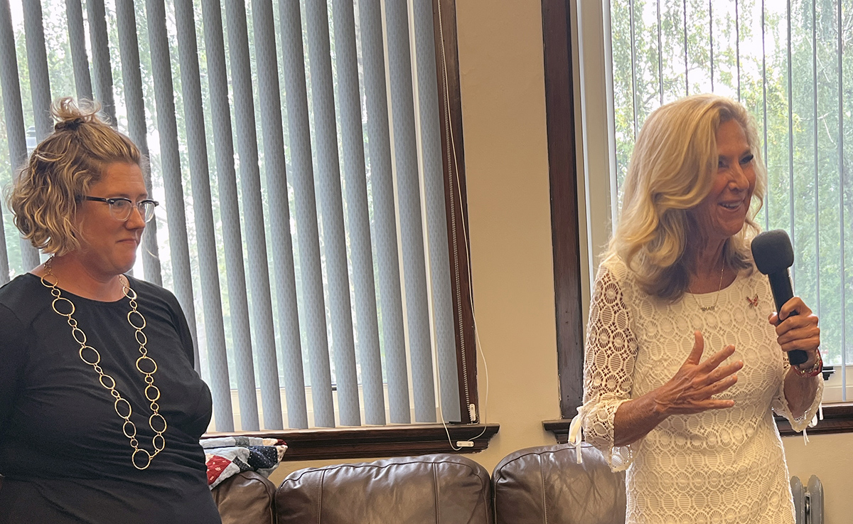 President McMahan speaking along with Sam Armstrong Ash, dean of students.