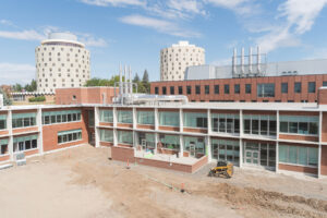 View looking down on the work in the interior courtyard.
