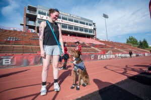 Jadyn Roddy and service dog, Paisly.