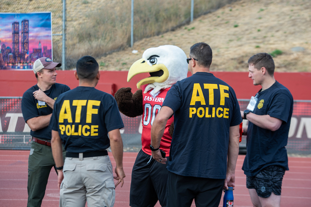 Swoop joes with ATF Police at the event.