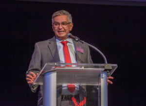 Cesar Portillo at the speaker's podium.
