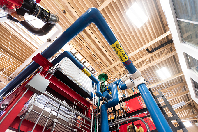 Water for steam generation flows into one of Rozell Plant's new boilers, part of a $12 million upgrade.