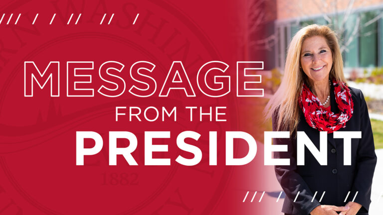 Graphic with picture of President McMahan that says "message from the president."