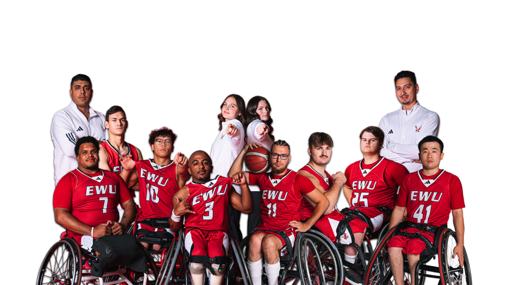 EWU Wheelchair basketball team photo.