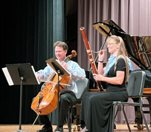 John Marshall on the cello plays "Impish Imp" with his wife Lynne Feller-Marshall on bassoon.