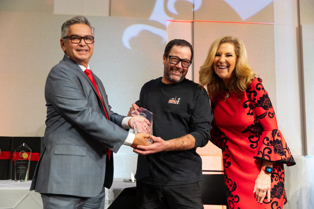 Award winner Brent Seeberger with Cesar Portillo and President McMahan