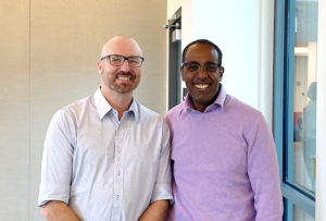 The incoming Chertok professor and the outgoing Chertok professor.