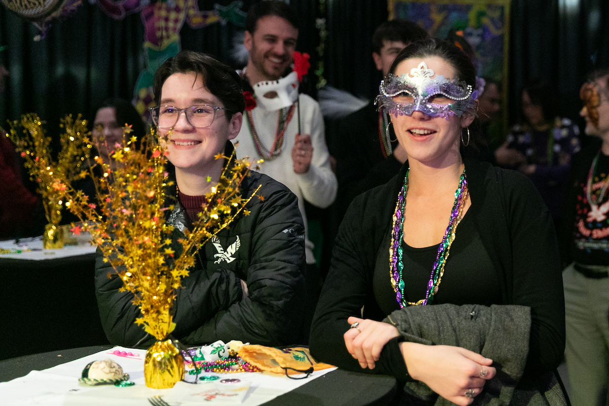 Two employees decked out.