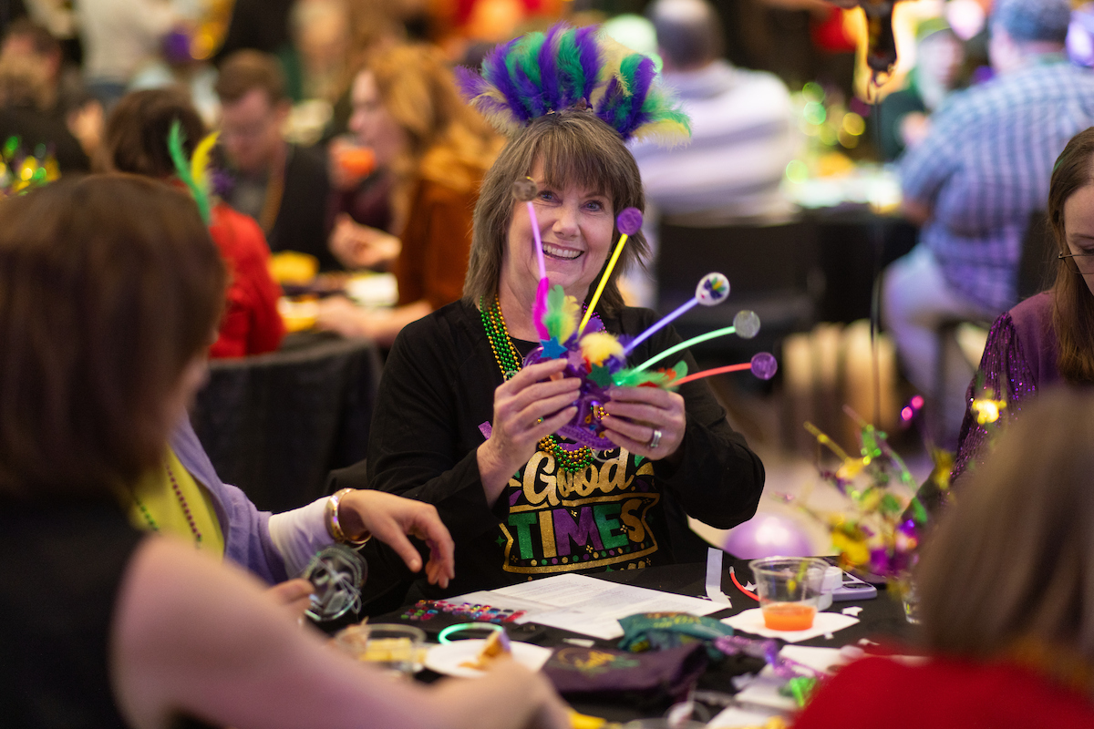 Annual Giving's Linda Safford with her mask.