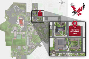 Map shows location of new residence hall project on north end of campus.
