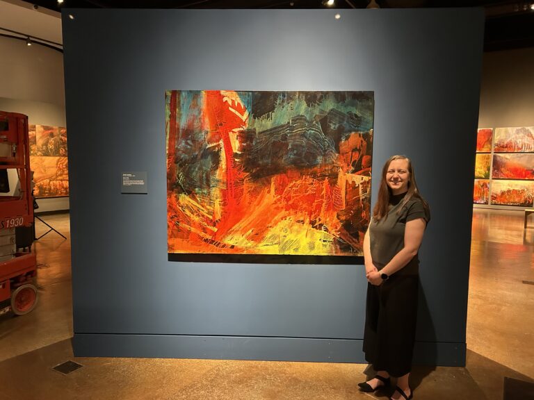 Knapp with James Lavadour's Torch (2012). Oil on panel, 48 x 60 in. Jordan Schnitzer Museum of Art, University of Oregon: