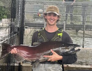 EWU student Sam Caruso holds a Westslope Cutthroat Trout