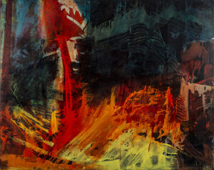 Another view of "Torch," a 2012, oil on panel painting by James Lavadour that is on view at the MAC's "James Lavadour: Land Of Origin" exhibiton through June 7.