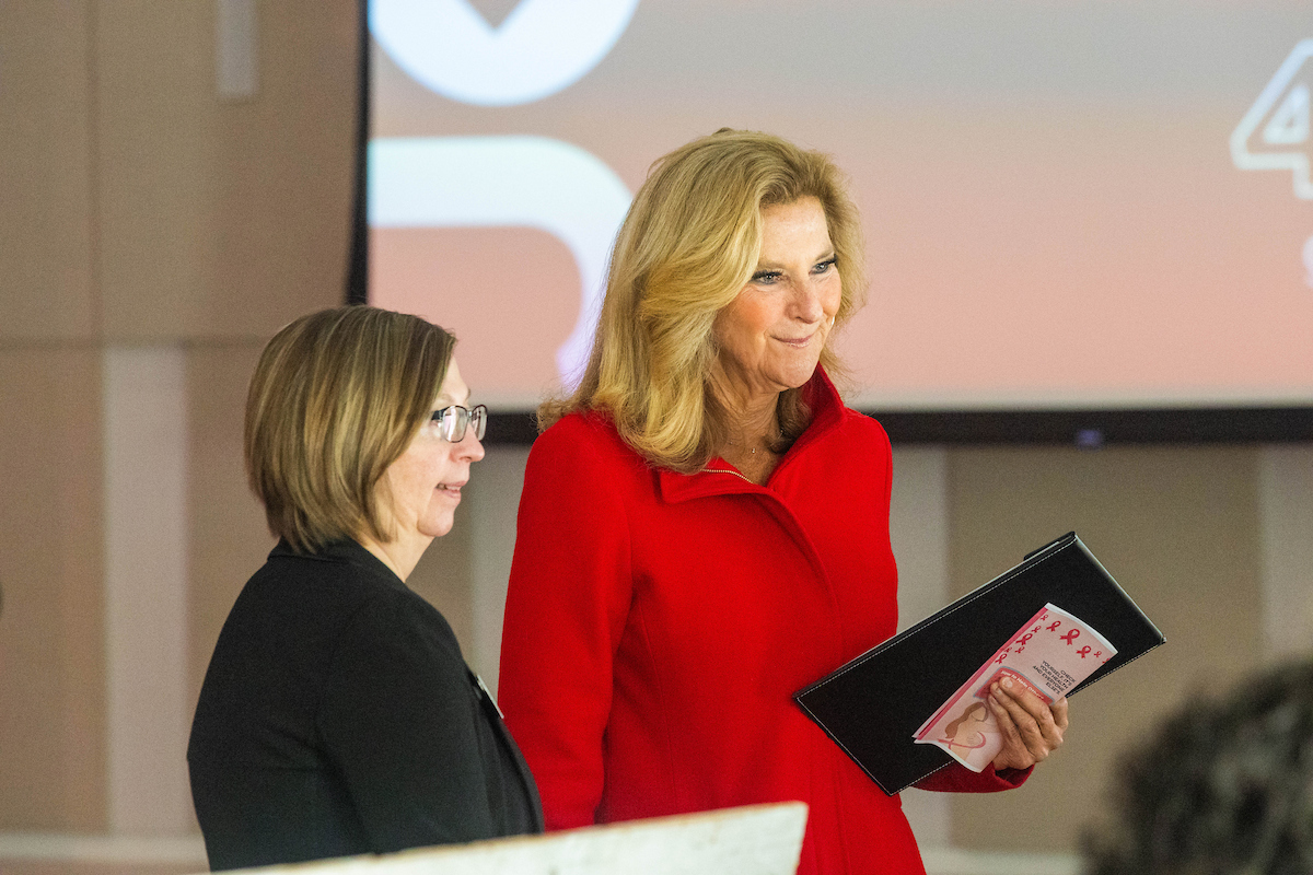 President McMahan with Laura Thayer.