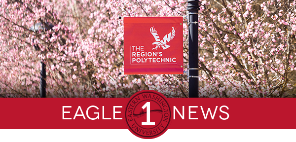 Eagle 1 News banner with flowering trees in the background.