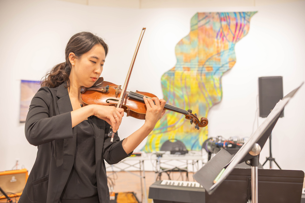 Violinist performing