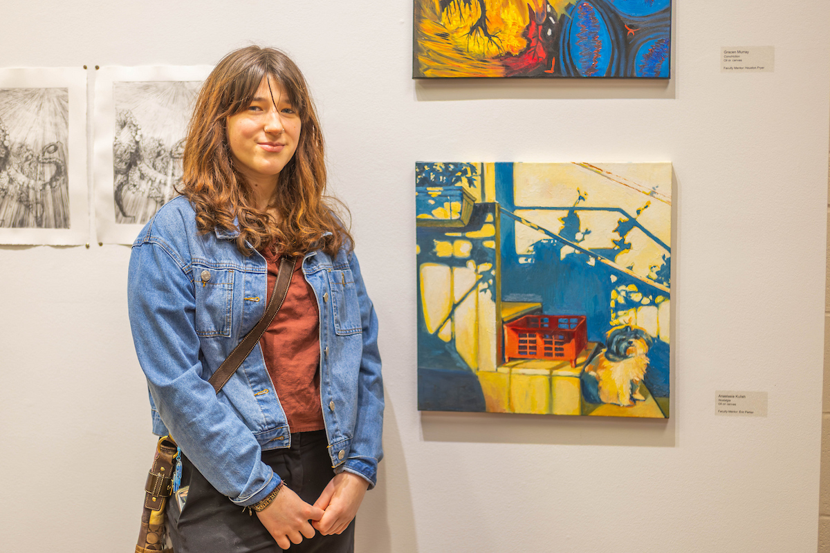 Student with painting