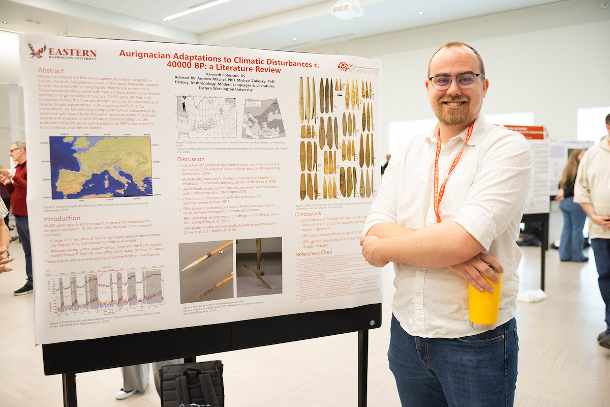 Student with poster presentation