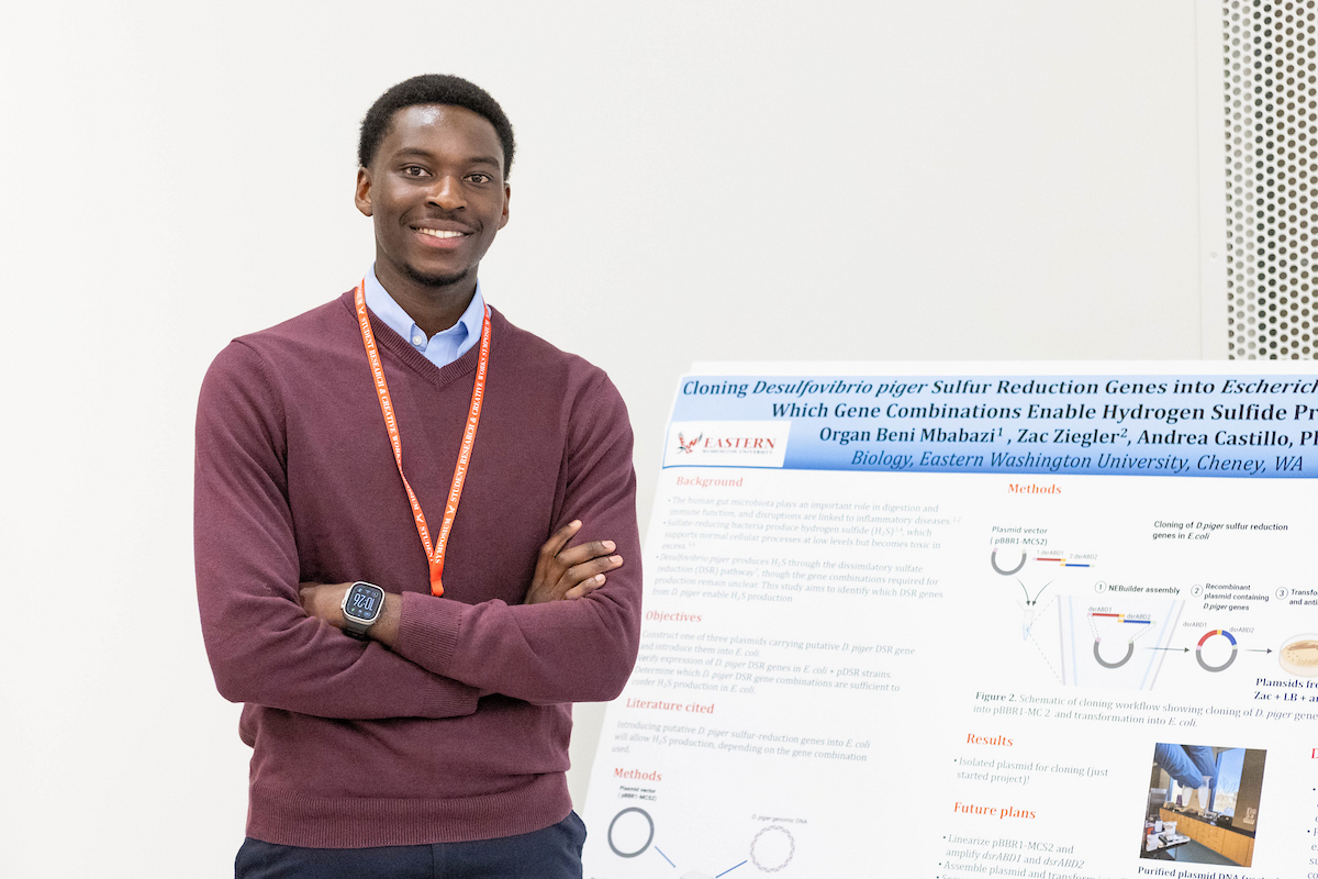 Student with poster presentation